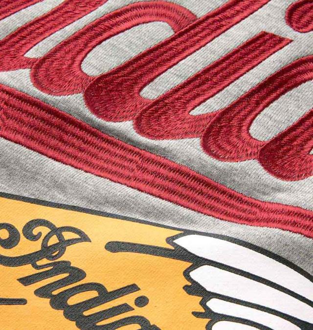 大きいサイズ INDIAN MOTOCYCLE 裏毛刺繍&プリントフルジップパーカー ミックスグレー 3L 4L 5L 6L/1278-3346-1-128