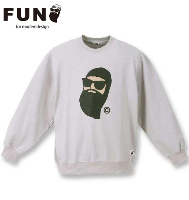 大きいサイズ FUN for modemdesign face ojisan クルーネックスウェット アッシュ 3L 4L 5L 6L/1278-3608-1-128
