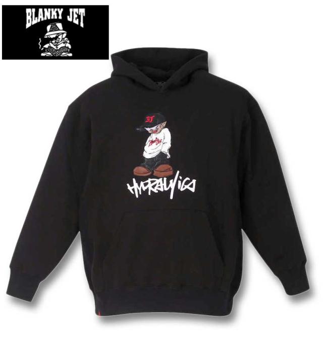 大きいサイズ Blanky Jet 裏起毛 プルパーカー ブラック 3L 4L 5L 6L/1278-3666-1-128