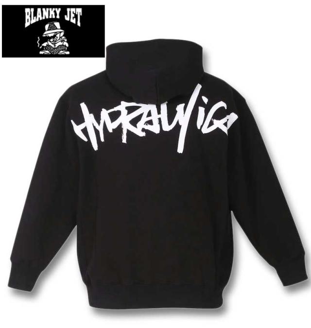 大きいサイズ Blanky Jet 裏起毛 プルパーカー ブラック 3L 4L 5L 6L/1278-3666-1-128