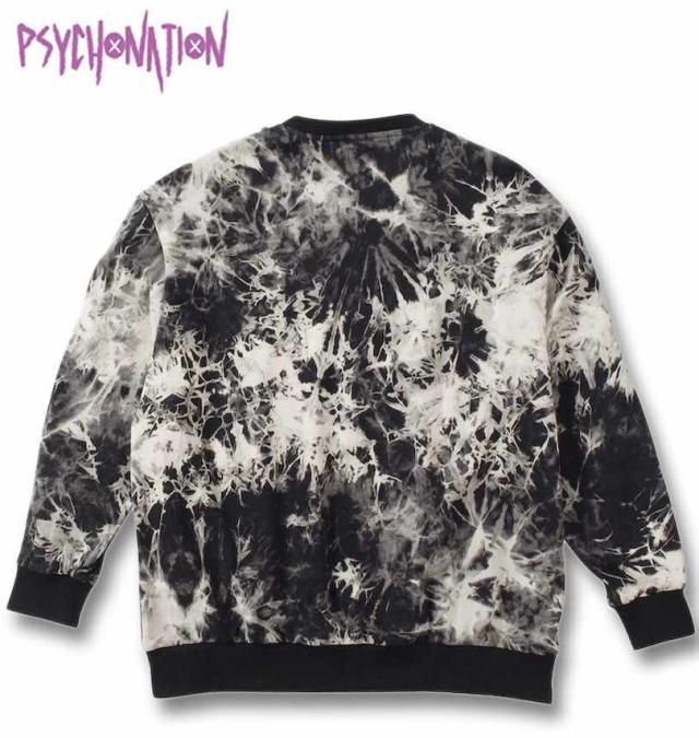 大きいサイズ PSYCHO NATION 袖ジップ ネックレス付 クルートレーナー タイダイ 3L 4L 5L 6L/1278-4305-1-128