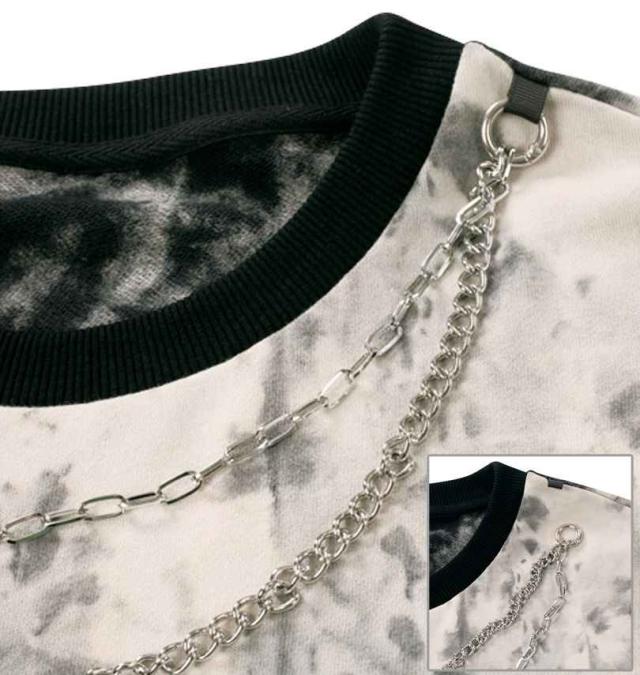 大きいサイズ PSYCHO NATION 袖ジップ ネックレス付 クルートレーナー タイダイ 3L 4L 5L 6L/1278-4305-1-128