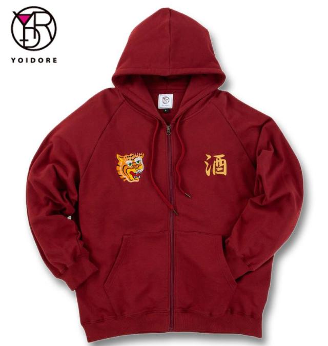 大きいサイズ YOIDORE スーベニア フルジップ パーカー ワイン 3L 4L 5L 6L/1278-4327-1-128