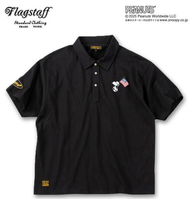 大きいサイズ FLAGSTAFF×PEANUTS スヌーピーコラボ 半袖 ポロシャツ ブラック 3L 4L 5L 6L 8L/1278-5229-1-128