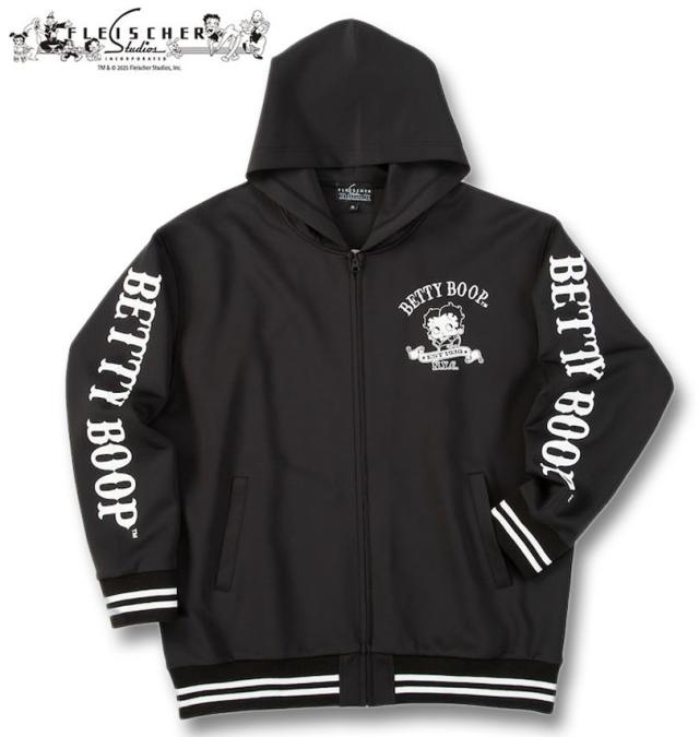 大きいサイズ BETTY BOOP ダンボールニット フルジップ パーカー ブラック 3L 4L 5L 6L/1278-5621-2-128