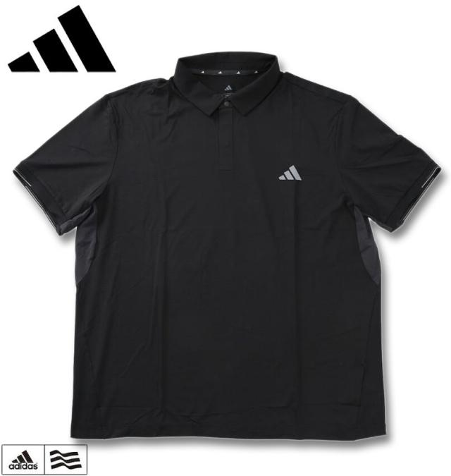 大きいサイズ adidas golf アディダスゴルフ 接触冷感 ユニバーサル ベンチレーション 半袖 シャツ ブラック 4XL 5XL/1278-6210-2-128