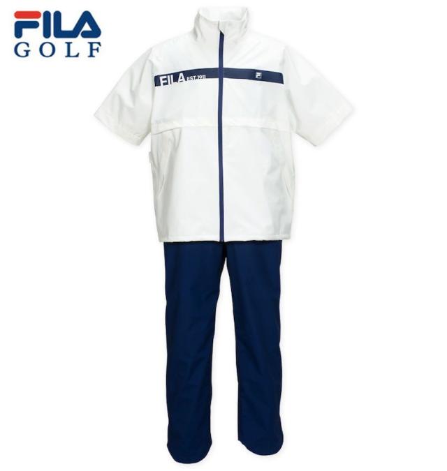 大きいサイズ FILA GOLF レインウェア 上下セット ホワイト×ネイビー 3L 4L 5L 6L/1276-4340-1-230
