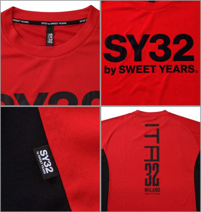 大きいサイズ SY32 by SWEET YEARS アスレチックプラクティス半袖Tシャツ レッド 3L 4L 5L 6L/1278-3502-1-130