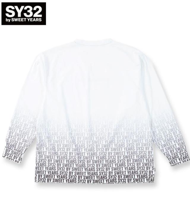 大きいサイズ SY32 by SWEET YEARS グラデーションロゴ 長袖 Tシャツ ホワイト 3L 4L 5L 6L/1278-5602-1-130