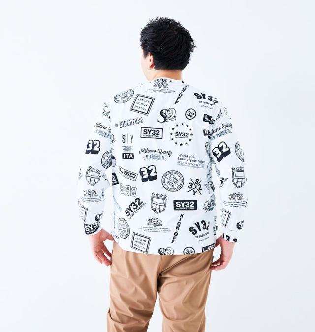 大きいサイズ SY32 by SWEET YEARS グラフィックパターン 長袖 Tシャツ ホワイトシンボル 3L 4L 5L 6L/1278-5603-1-130