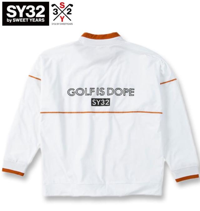 大きいサイズ SY32 by SWEET YEARS ゴルフ ウルトラライト バックブラッシュド モック スウェット ホワイト 3L 4L 5L 6L/1278-5607-1-230