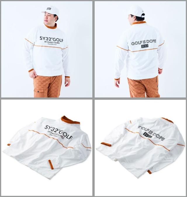 大きいサイズ SY32 by SWEET YEARS ゴルフ ウルトラライト バックブラッシュド モック スウェット ホワイト 3L 4L 5L 6L/1278-5607-1-230