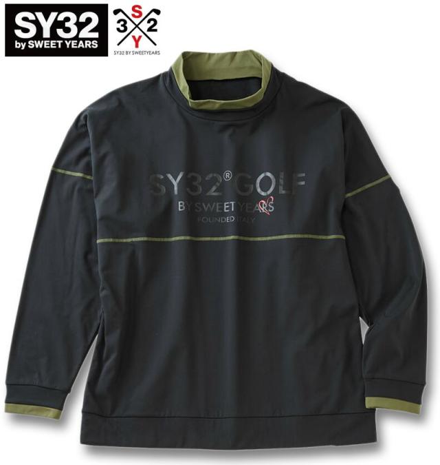 大きいサイズ SY32 by SWEET YEARS ゴルフ ウルトラライト バックブラッシュド モック スウェット ブラック 3L 4L 5L 6L/1278-5607-2-230