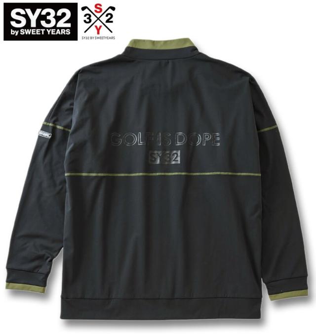 大きいサイズ SY32 by SWEET YEARS ゴルフ ウルトラライト バックブラッシュド モック スウェット ブラック 3L 4L 5L 6L/1278-5607-2-230