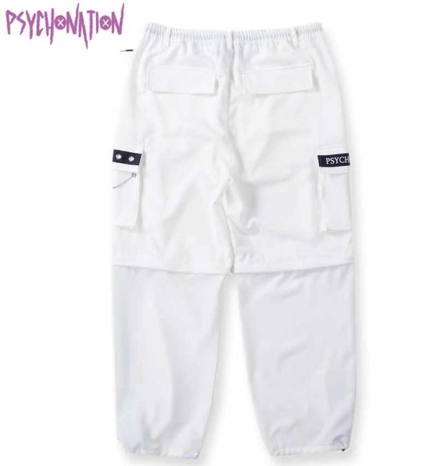 大きいサイズ PSYCHO NATION 脱着 ハトメ カーゴパンツ 2way ホワイト 3L 4L 5L 6L/1274-4335-1-138