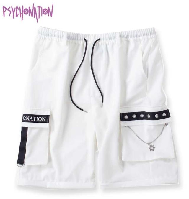 大きいサイズ PSYCHO NATION 脱着 ハトメ カーゴパンツ 2way ホワイト 3L 4L 5L 6L/1274-4335-1-138