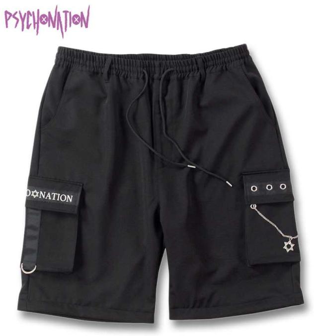 大きいサイズ PSYCHO NATION 脱着 ハトメ カーゴパンツ 2way ブラック 3L 4L 5L 6L/1274-4335-2-138