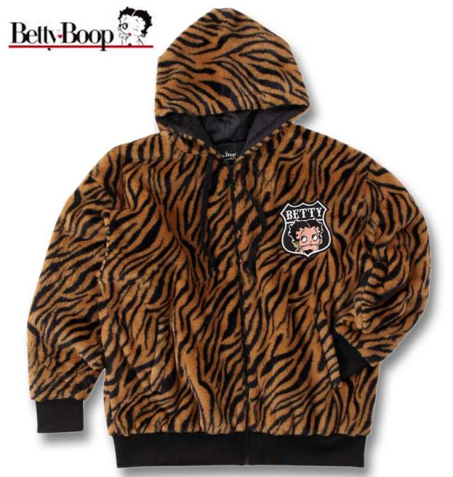 大きいサイズ BETTY BOOP フェイクファー フルジップパーカージャケット タイガー 3L 4L 5L 6L/1278-3622-2-138
