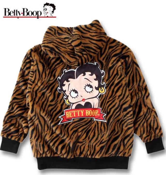 大きいサイズ BETTY BOOP フェイクファー フルジップパーカージャケット タイガー 3L 4L 5L 6L/1278-3622-2-138