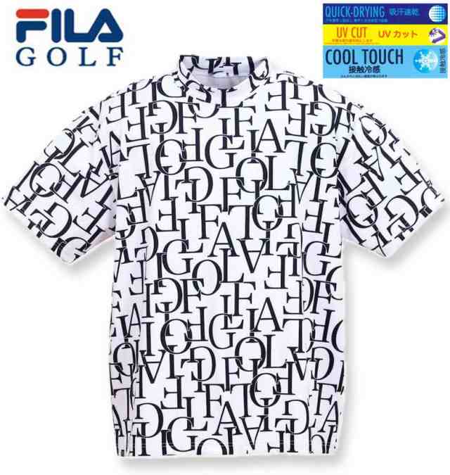 大きいサイズ FILA GOLF 総柄 モックネック 半袖シャツ ホワイト 3L 4L 5L 6L/1278-4255-1-138