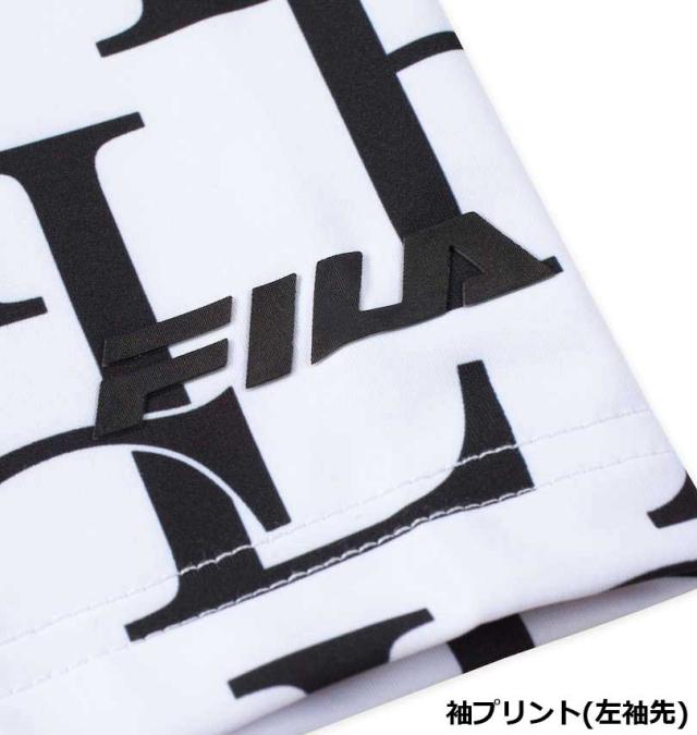 大きいサイズ FILA GOLF 総柄 モックネック 半袖シャツ ホワイト 3L 4L 5L 6L/1278-4255-1-138