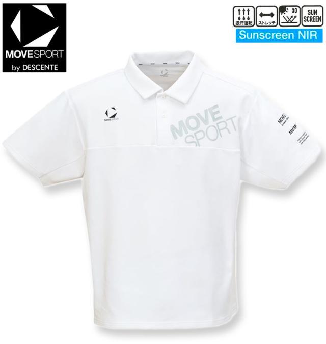 大きいサイズ MOVESPORT SUNSCREEN 鬼鹿の子 半袖 ポロシャツ ホワイト
