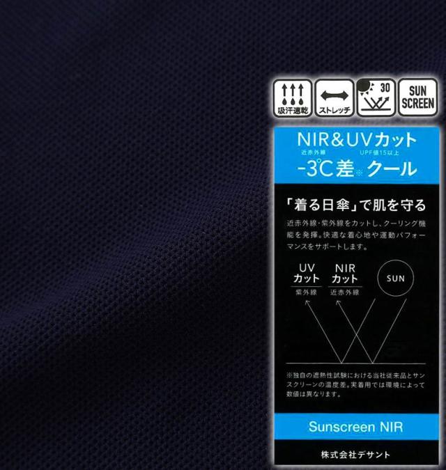 大きいサイズ MOVESPORT SUNSCREEN 鬼鹿の子 半袖 ポロシャツ ネイビー 3L 4L 5L 6L/1278-5231-2-138