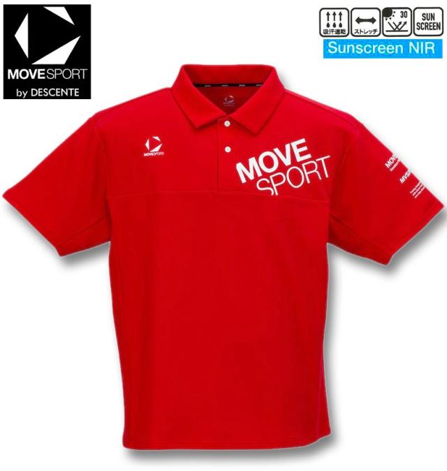 大きいサイズ MOVESPORT SUNSCREEN 鬼鹿の子 半袖 ポロシャツ レッド 3L 4L 5L 6L/1278-5231-3-138