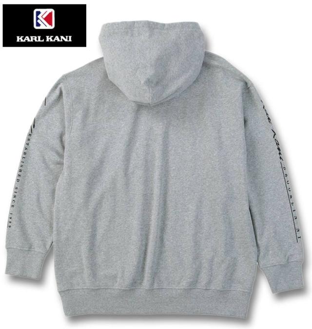 大きいサイズ KARL KANI 裏毛 フルジップ パーカー ミックスグレー 3L 4L 5L 6L 8L/1278-5336-1-138