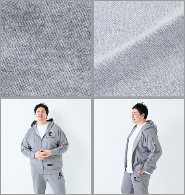 大きいサイズ KARL KANI 裏毛 フルジップ パーカー ミックスグレー 3L 4L 5L 6L 8L/1278-5336-1-138