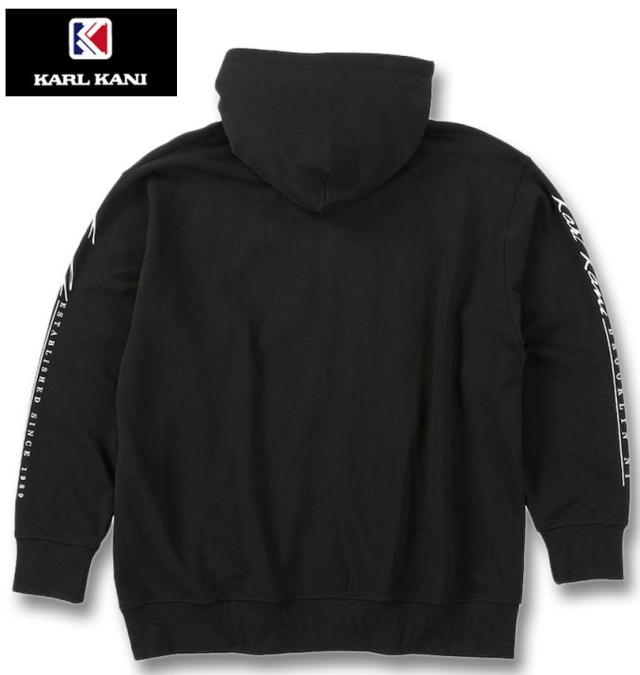 大きいサイズ KARL KANI 裏毛 フルジップ パーカー ブラック 3L 4L 5L 6L 8L/1278-5336-2-138