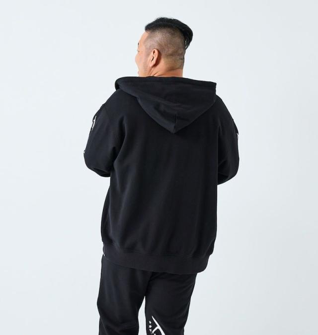 大きいサイズ KARL KANI 裏毛 フルジップ パーカー ブラック 3L 4L 5L 6L 8L/1278-5336-2-138