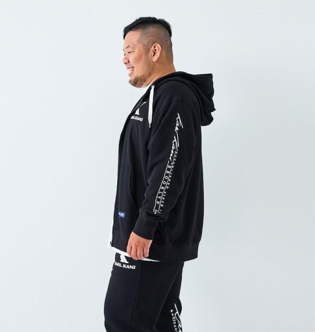 大きいサイズ KARL KANI 裏毛 フルジップ パーカー ブラック 3L 4L 5L 6L 8L/1278-5336-2-138