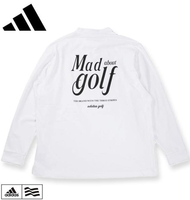 大きいサイズ adidas golf アディダスゴルフ バックグラフィック 長袖 モックネックシャツ ホワイト 3XL 4XL 5XL/1278-5351-1-138