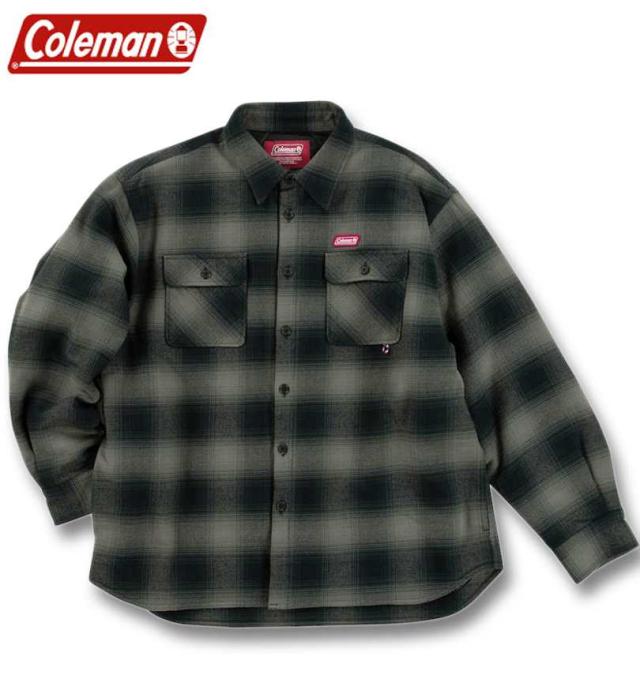 大きいサイズ Coleman ビエラ起毛 裏キルト シャツジャケット チャコール系 3L 4L 5L 6L/1273-4600-2-139