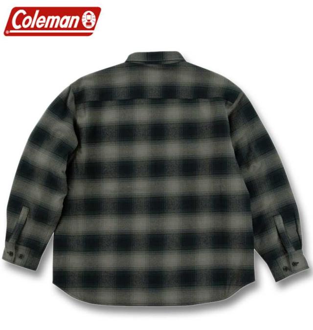 大きいサイズ Coleman ビエラ起毛 裏キルト シャツジャケット チャコール系 3L 4L 5L 6L/1273-4600-2-139