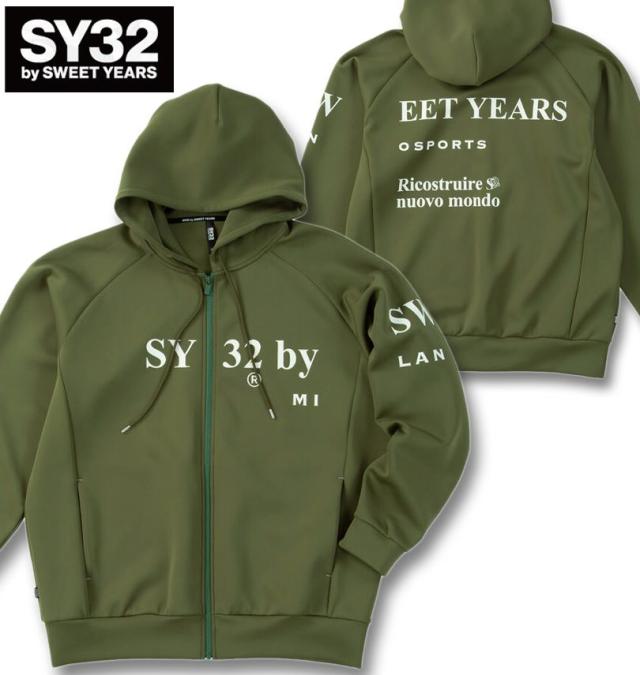 大きいサイズ SY32 by SWEET YEARS ダンボールニット フルジップ パーカー カーキ 3L 4L 5L 6L/1278-5604-1-240