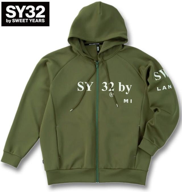 大きいサイズ SY32 by SWEET YEARS ダンボールニット フルジップ パーカー カーキ 3L 4L 5L 6L/1278-5604-1-240
