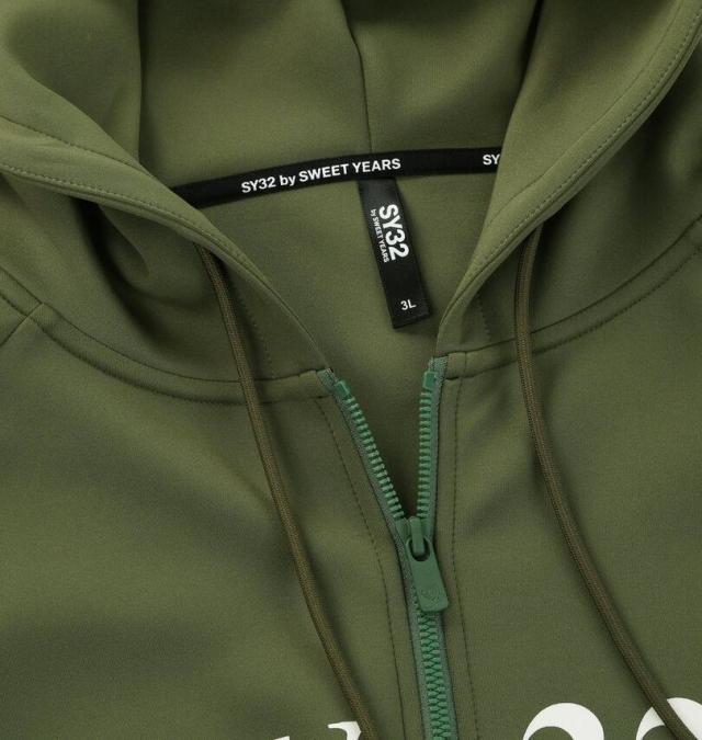 大きいサイズ SY32 by SWEET YEARS ダンボールニット フルジップ パーカー カーキ 3L 4L 5L 6L/1278-5604-1-240