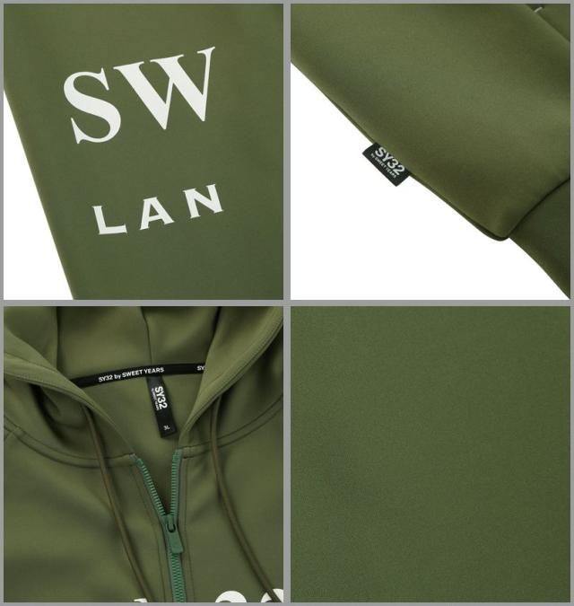 大きいサイズ SY32 by SWEET YEARS ダンボールニット フルジップ パーカー カーキ 3L 4L 5L 6L/1278-5604-1-240