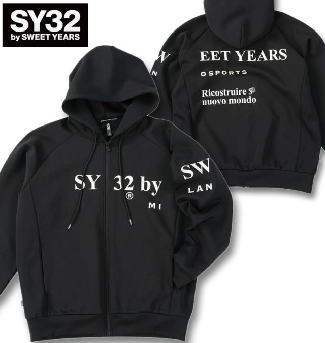 大きいサイズ SY32 by SWEET YEARS ダンボールニット フルジップ パーカー ブラック 3L 4L 5L 6L/1278-5604-2-240