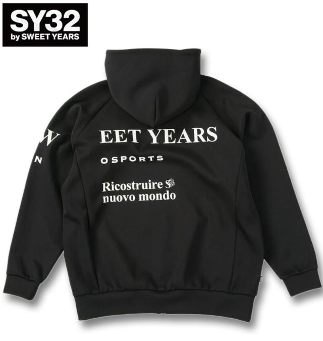 大きいサイズ SY32 by SWEET YEARS ダンボールニット フルジップ パーカー ブラック 3L 4L 5L 6L/1278-5604-2-240