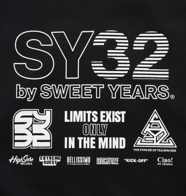 大きいサイズ SY32 by SWEET YEARS ダブルニット マルチロゴ フルジップ パーカー ブラック 3L 4L 5L 6L/1278-6120-2-240
