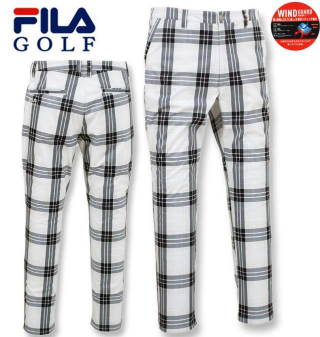 大きいサイズ FILA GOLF チェック柄 ボンディング パンツ オフ