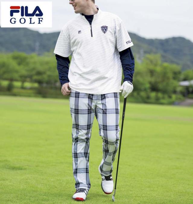 大きいサイズ FILA GOLF チェック柄 ボンディング パンツ オフホワイト系 100cm 105cm 110cm 115cm 120cm 130cm/1274-4351-1-145
