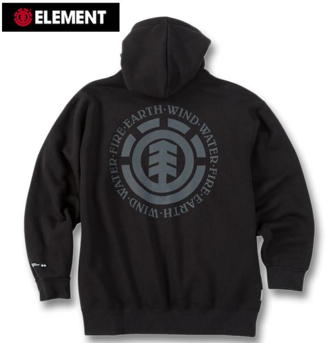 大きいサイズ ELEMENT LOGO フルジップ パーカー ブラック 3L 4L 5L 6L/1278-5367-2-145