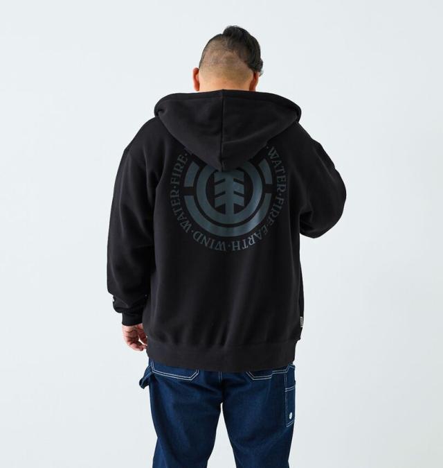 大きいサイズ ELEMENT LOGO フルジップ パーカー ブラック 3L 4L 5L 6L/1278-5367-2-145