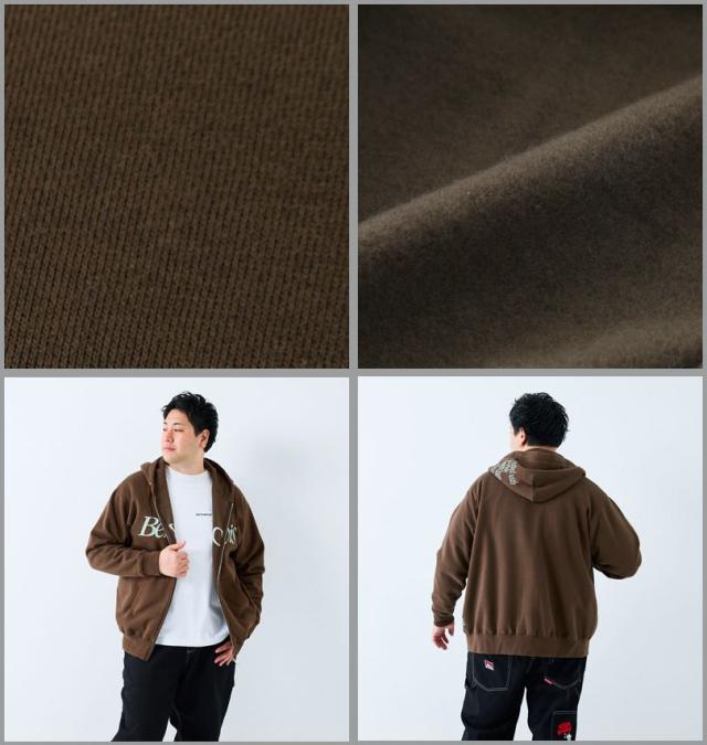 大きいサイズ BEN DAVIS スラントロゴ フルジップ パーカー ブラウン 3L 4L 5L 6L/1278-5614-2-145