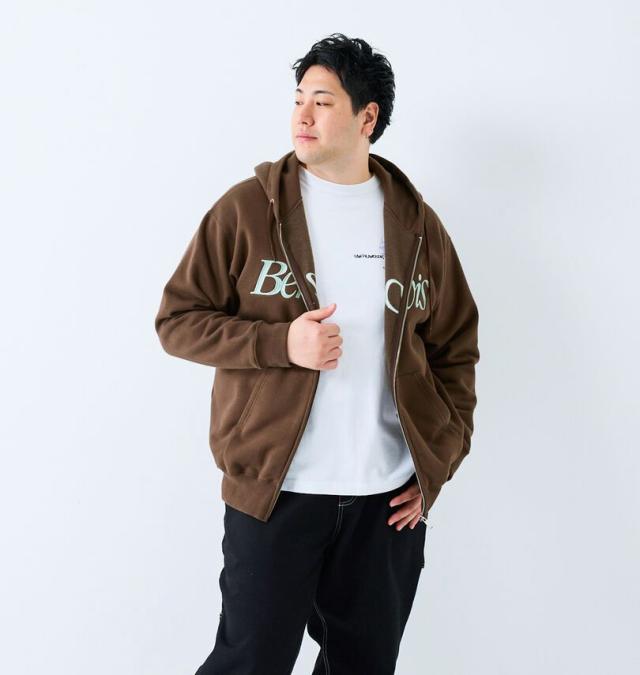 大きいサイズ BEN DAVIS スラントロゴ フルジップ パーカー ブラウン 3L 4L 5L 6L/1278-5614-2-145