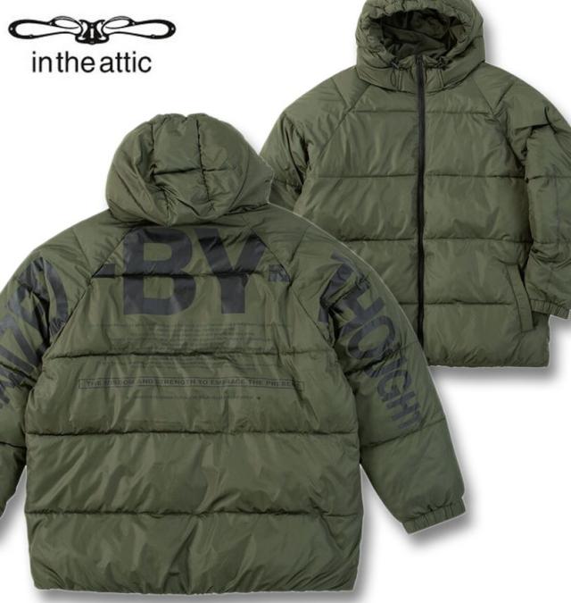 大きいサイズ in the attic バックアーチロゴ フェイクダウン ブルゾン カーキ 3L 4L 5L 6L/1253-5331-1-148